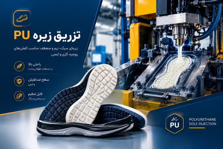 تزریق زیره کفش با PU (پلییورتان)